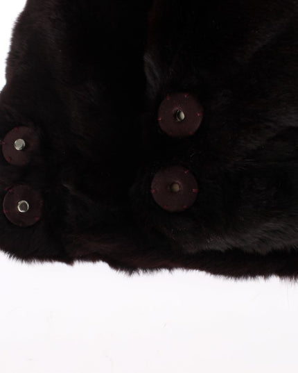 Dolce & Gabbana Purple Weasel Fur Crochet Hood Scarf Hat