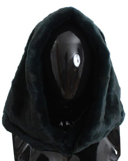 Dolce & Gabbana Green Weasel Fur Crochet Hood Scarf Hat