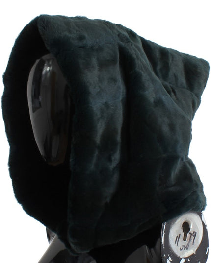 Dolce & Gabbana Green Weasel Fur Crochet Hood Scarf Hat