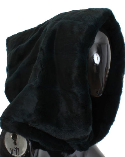 Dolce & Gabbana Green Weasel Fur Crochet Hood Scarf Hat