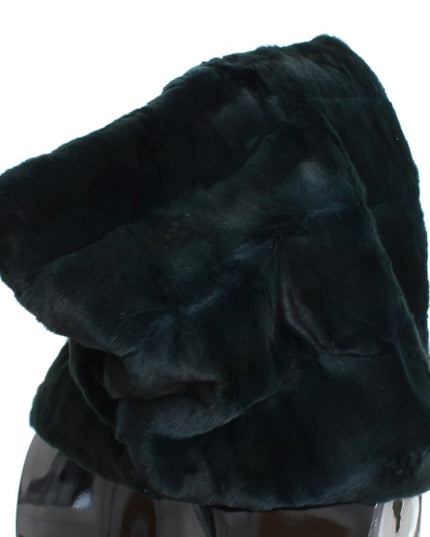 Dolce & Gabbana Green Weasel Fur Crochet Hood Scarf Hat