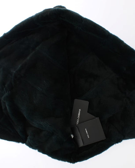 Dolce & Gabbana Green Weasel Fur Crochet Hood Scarf Hat