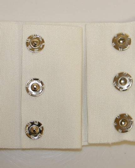 Dolce & Gabbana White Crystal Brass Wide Waist Runway Belt