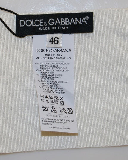 Dolce & Gabbana White Crystal Brass Wide Waist Runway Belt