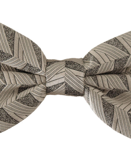 Dolce & Gabbana Gray 100% Silk Adjustable Neck Papillon Bow Tie