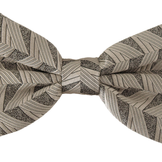 Dolce & Gabbana Gray 100% Silk Adjustable Neck Papillon Bow Tie