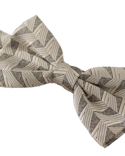 Dolce & Gabbana Gray 100% Silk Adjustable Neck Papillon Bow Tie