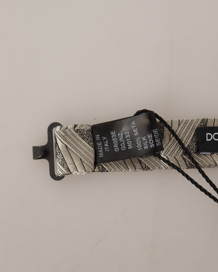 Dolce & Gabbana Gray 100% Silk Adjustable Neck Papillon Bow Tie