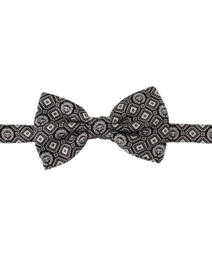 Dolce & Gabbana Black white 100% Silk Adjustable Neck Papillon Tie