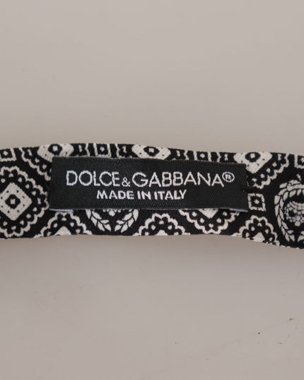Dolce & Gabbana Black white 100% Silk Adjustable Neck Papillon Tie