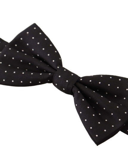 Dolce & Gabbana Black White Polka Dot 100% Silk Neck Papillon Tie