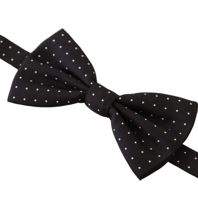 Dolce & Gabbana Black White Polka Dot 100% Silk Neck Papillon Tie