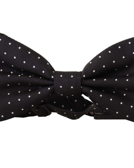 Dolce & Gabbana Black White Polka Dot 100% Silk Neck Papillon Tie