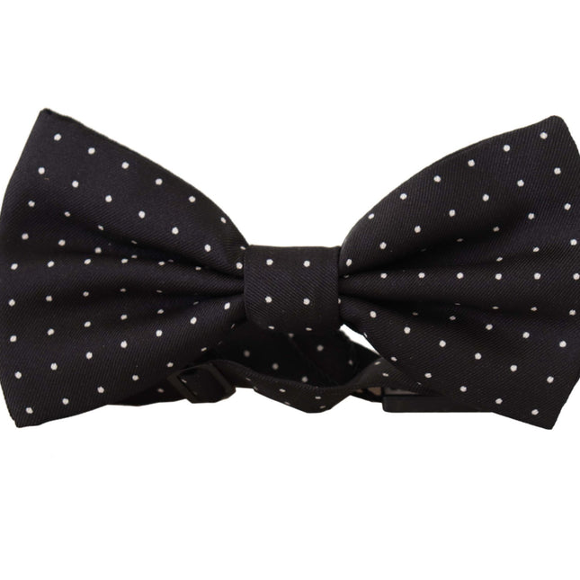 Dolce & Gabbana Black White Polka Dot 100% Silk Neck Papillon Tie