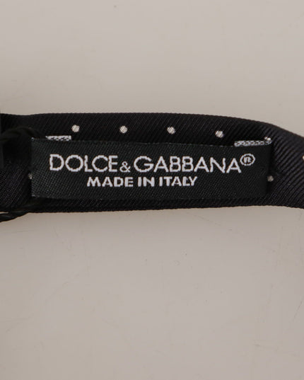 Dolce & Gabbana Black White Polka Dot 100% Silk Neck Papillon Tie