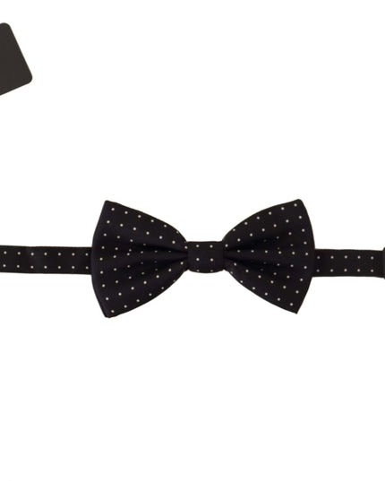 Dolce & Gabbana Black White Polka Dot 100% Silk Neck Papillon Tie
