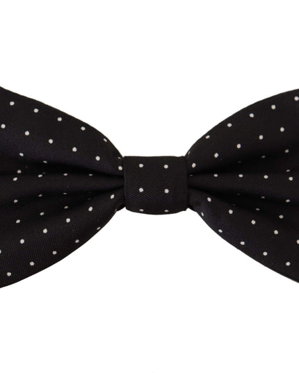 Dolce & Gabbana Black White Polka Dot 100% Silk Neck Papillon Tie