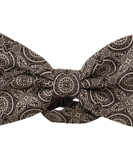 Dolce & Gabbana Black white 100% Silk Adjustable Neck Papillon Tie