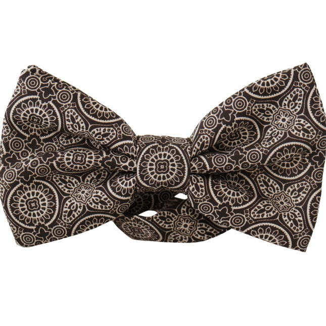 Dolce & Gabbana Black white 100% Silk Adjustable Neck Papillon Tie