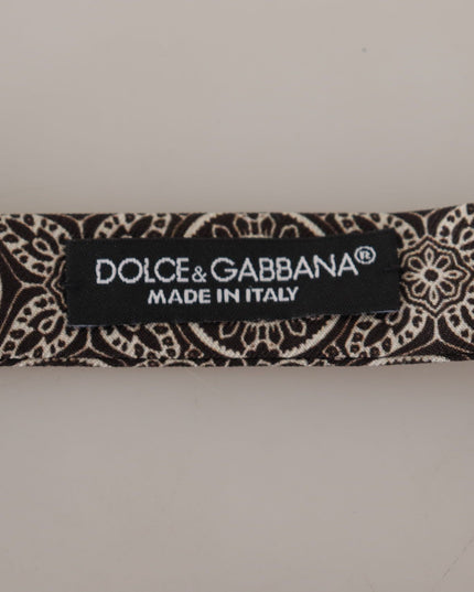 Dolce & Gabbana Black white 100% Silk Adjustable Neck Papillon Tie