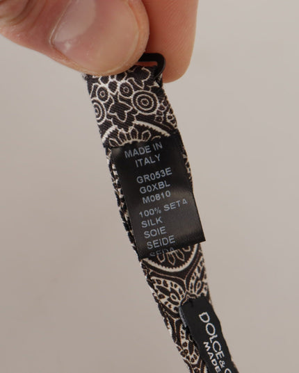 Dolce & Gabbana Black white 100% Silk Adjustable Neck Papillon Tie