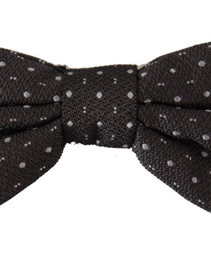Dolce & Gabbana Gray Polka Dot 100% Silk Neck Papillon Tie