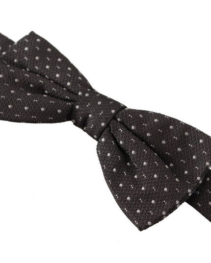 Dolce & Gabbana Gray Polka Dot 100% Silk Neck Papillon Tie