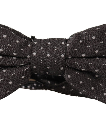 Dolce & Gabbana Gray Polka Dot 100% Silk Neck Papillon Tie