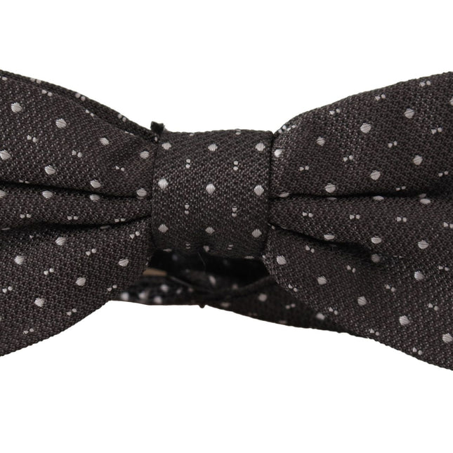 Dolce & Gabbana Gray Polka Dot 100% Silk Neck Papillon Tie
