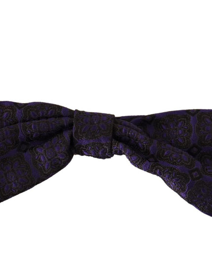 Dolce & Gabbana Blue Geometric Silk Adjustable Neck Papillon Tie