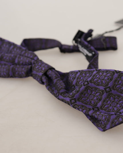 Dolce & Gabbana Blue Geometric Silk Adjustable Neck Papillon Tie