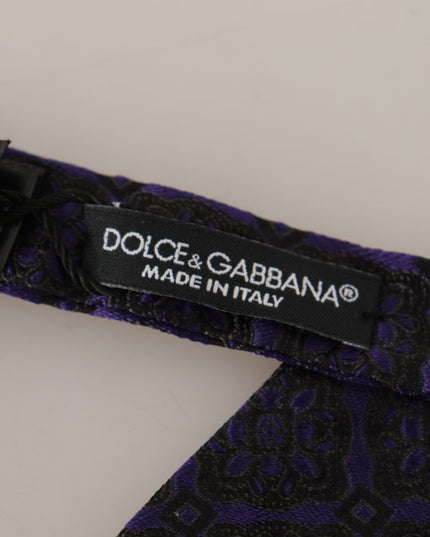 Dolce & Gabbana Blue Geometric Silk Adjustable Neck Papillon Tie