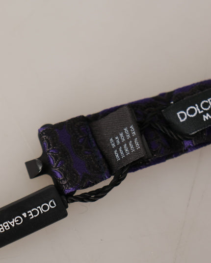 Dolce & Gabbana Blue Geometric Silk Adjustable Neck Papillon Tie