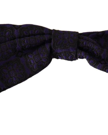 Dolce & Gabbana Blue Geometric Silk Adjustable Neck Papillon Tie