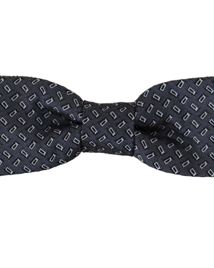 Dolce & Gabbana Blue Gray Polka Dot 100% Silk Neck Papillon Tie