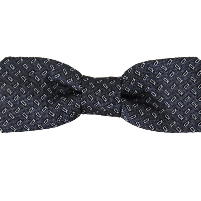 Dolce & Gabbana Blue Gray Polka Dot 100% Silk Neck Papillon Tie