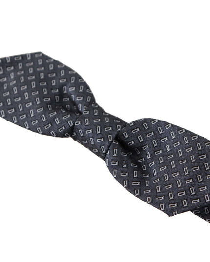Dolce & Gabbana Blue Gray Polka Dot 100% Silk Neck Papillon Tie