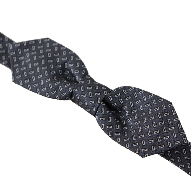 Dolce & Gabbana Blue Gray Polka Dot 100% Silk Neck Papillon Tie