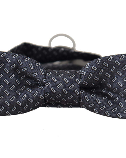 Dolce & Gabbana Blue Gray Polka Dot 100% Silk Neck Papillon Tie