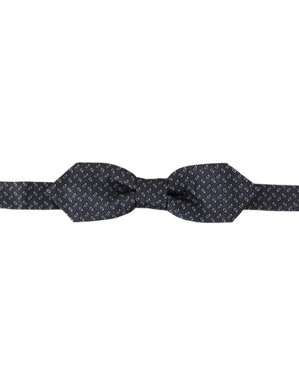 Dolce & Gabbana Blue Gray Polka Dot 100% Silk Neck Papillon Tie