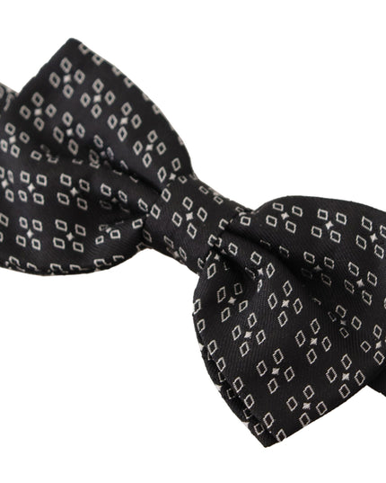 Dolce & Gabbana Black White Polka Dot 100% Silk Neck Papillon Tie