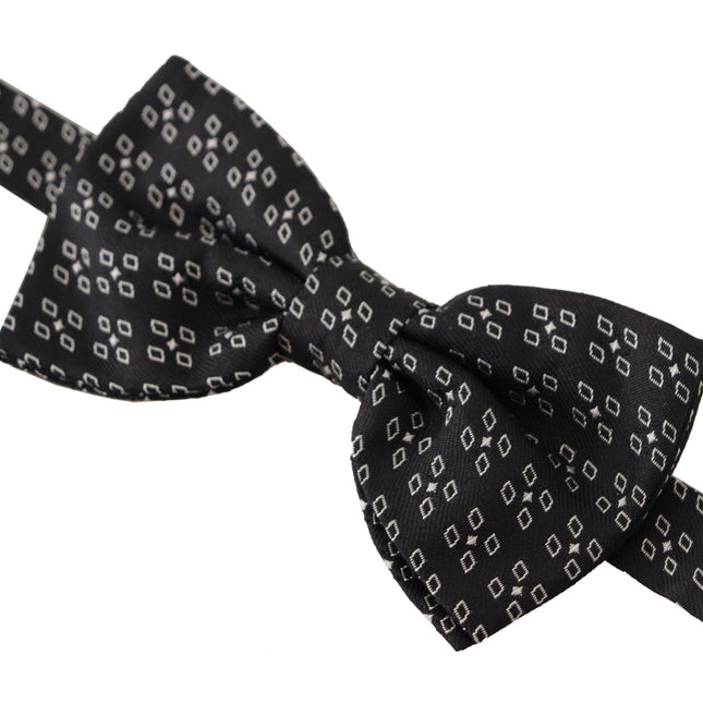 Dolce & Gabbana Black White Polka Dot 100% Silk Neck Papillon Tie