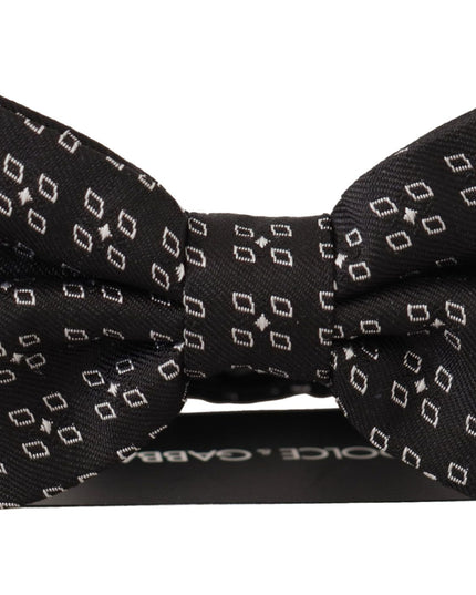 Dolce & Gabbana Black White Polka Dot 100% Silk Neck Papillon Tie