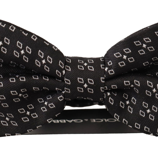 Dolce & Gabbana Black White Polka Dot 100% Silk Neck Papillon Tie