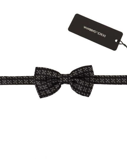 Dolce & Gabbana Black White Polka Dot 100% Silk Neck Papillon Tie