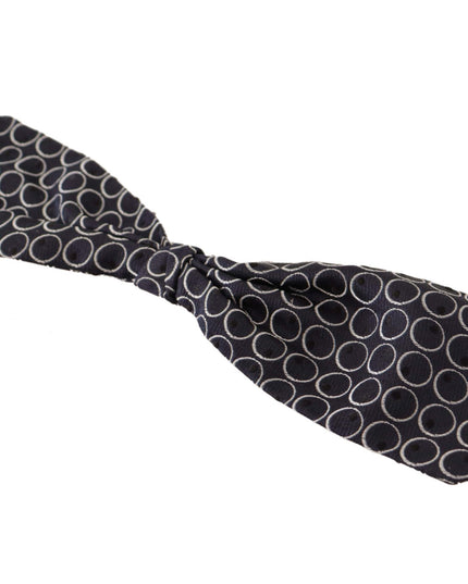 Dolce & Gabbana Black White Round 100% Silk Neck Papillon  Tie