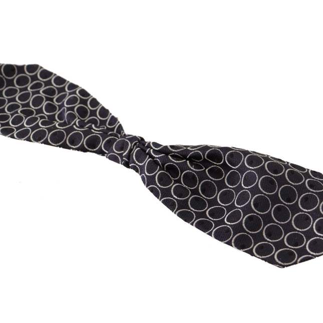 Dolce & Gabbana Black White Round 100% Silk Neck Papillon  Tie