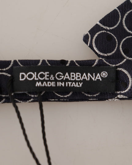 Dolce & Gabbana Black White Round 100% Silk Neck Papillon  Tie