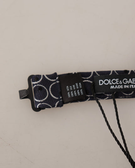 Dolce & Gabbana Black White Round 100% Silk Neck Papillon  Tie