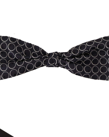 Dolce & Gabbana Black White Round 100% Silk Neck Papillon  Tie